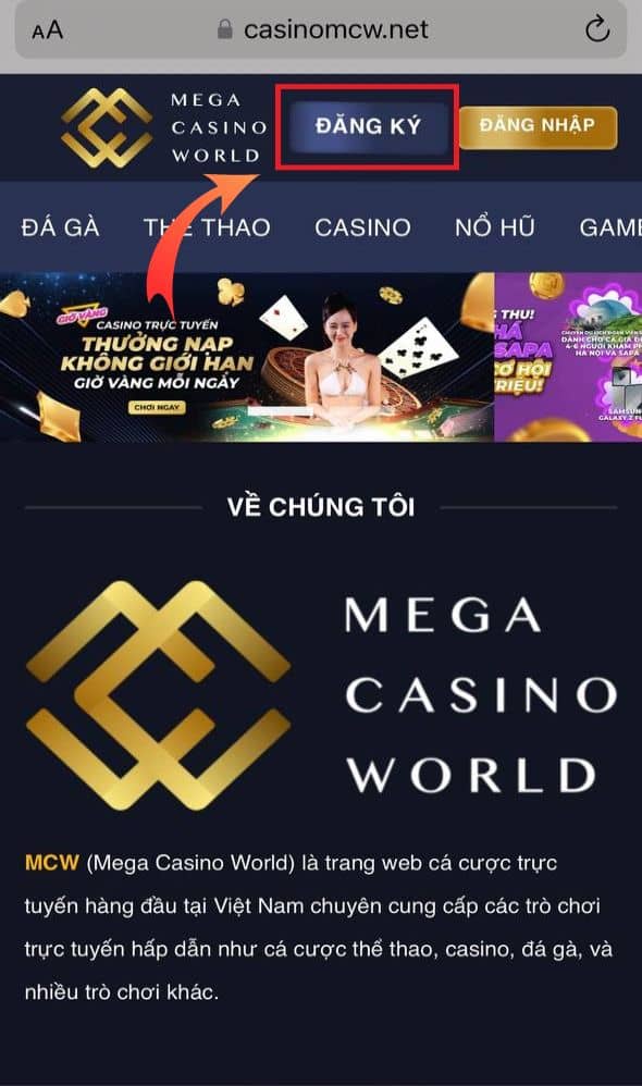 Truy cập vào trang web và chọn đăng ký