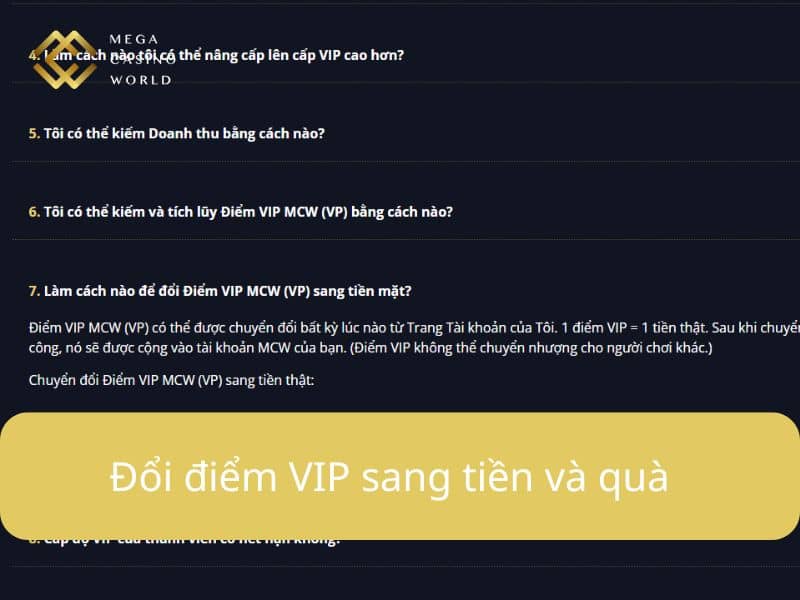 Điểm VIP có thể đổi sang tiền thật hoặc phần thưởng